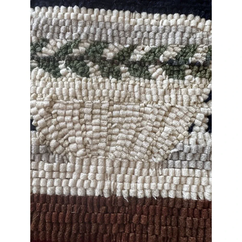 Vintage Rug Hooked Wool 8” x 37